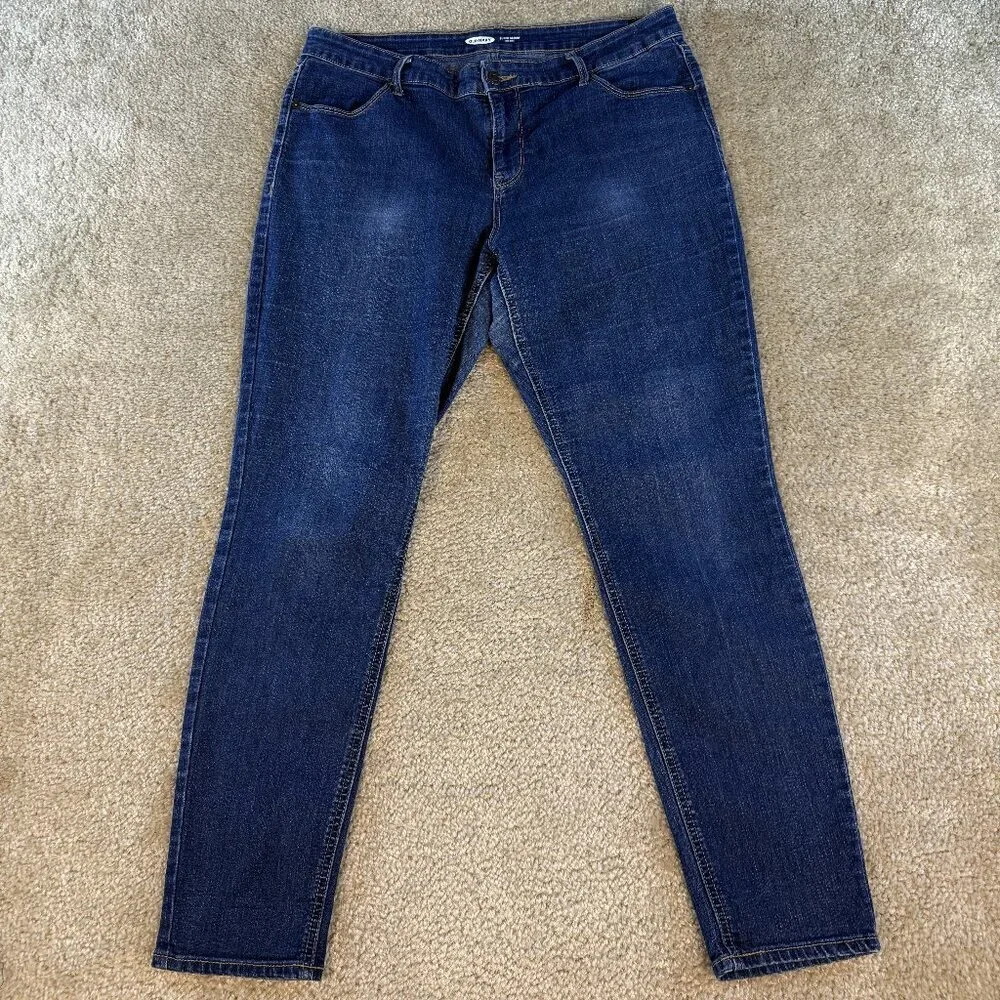 Old Navy Women's Size 14 Super Skinny Mid-Rise Blue Jeans Stretch Casual F587